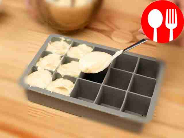 Place the mayonnaise in ice trays and place in...