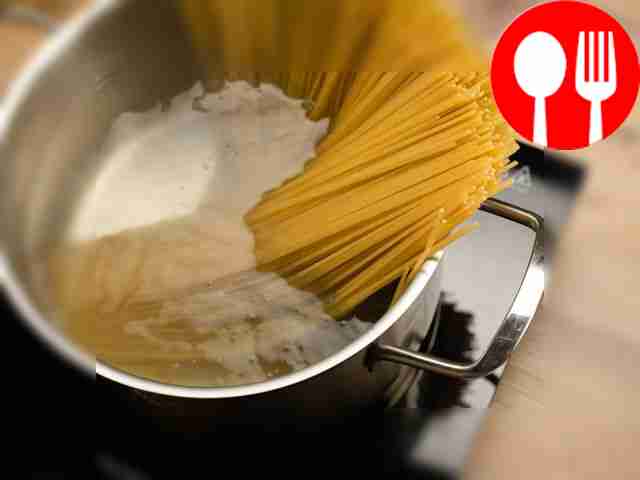 Boil spaghetti in salted water until tender,...