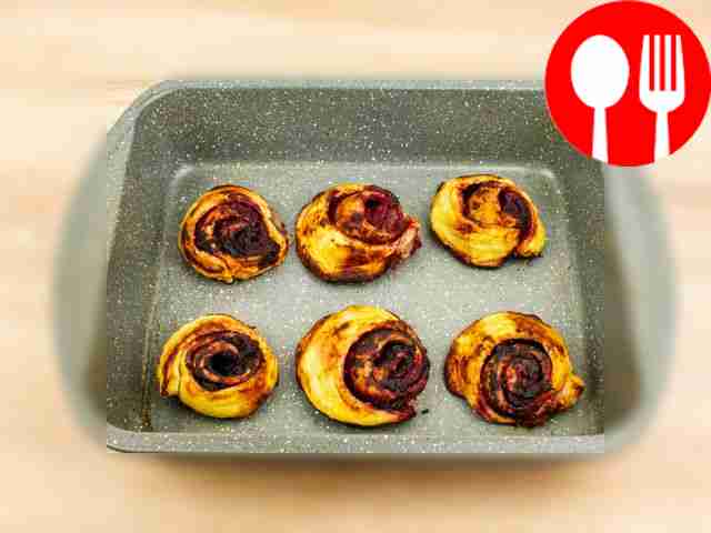 Bake the cinnabons in an oven preheated to 180...