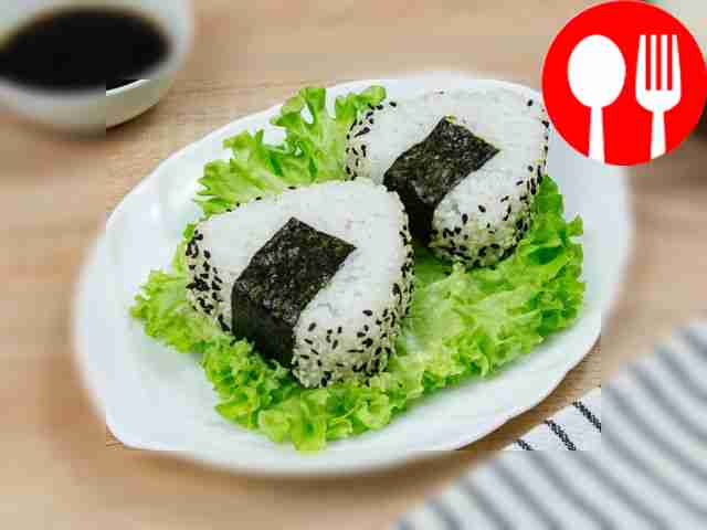 Onigiri with chicken and ginger