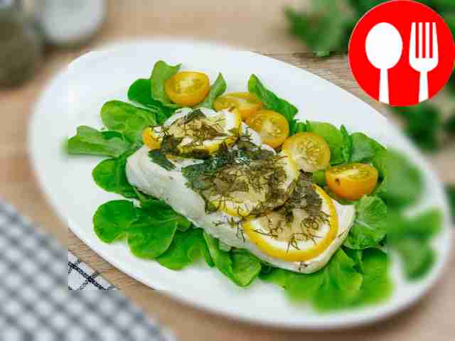 Судак в пароварке с лимоном и зеленью