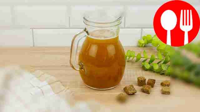 Homemade kvass on rye bread