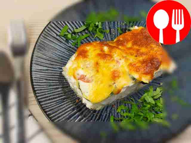 Pike perch with vegetables and cheese