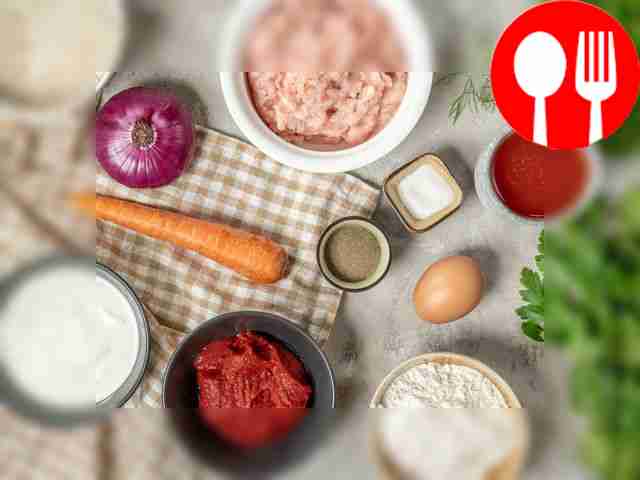 Peel and cut the red onion into small cubes in...