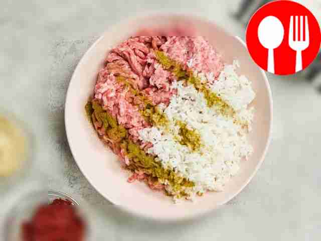 Prepare the minced meat and form into...