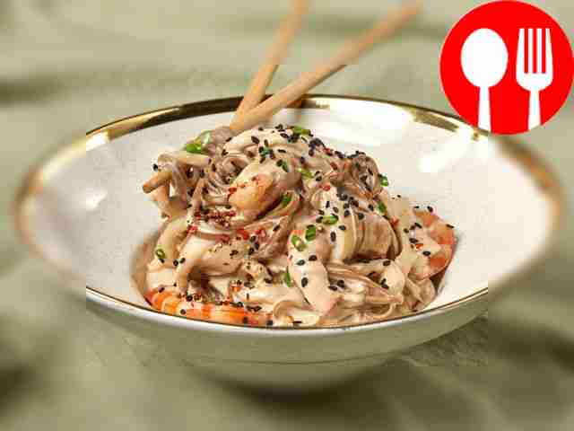 Soba with cream cheese