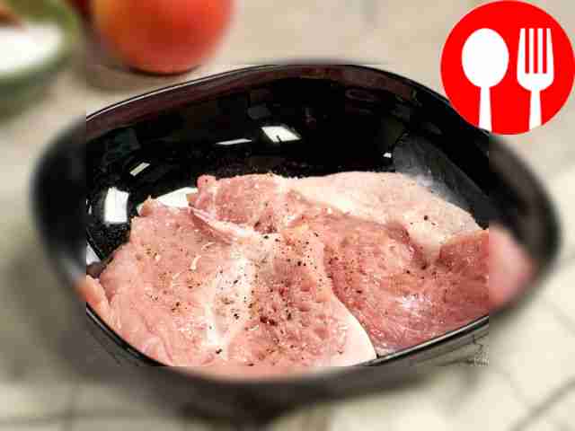 Beat the meat. Cut the pork into two pieces...