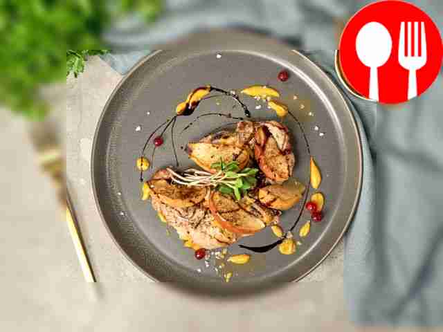 Serve the chops in foil and garnish with mint leaves.