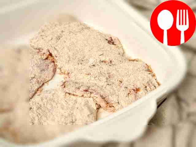 Microwave the chops. Dip the chopped turkey...