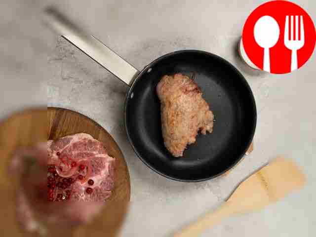 Fry the chops. Spoon the onion sauce and...