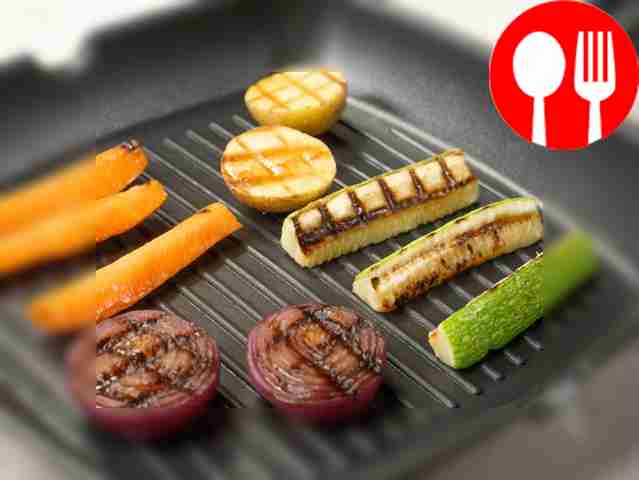 Grill vegetables. Chop and fry the vegetables...