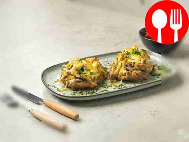 Chop with wild mushrooms