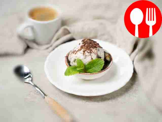 Place the finished ice cream in bowls and...