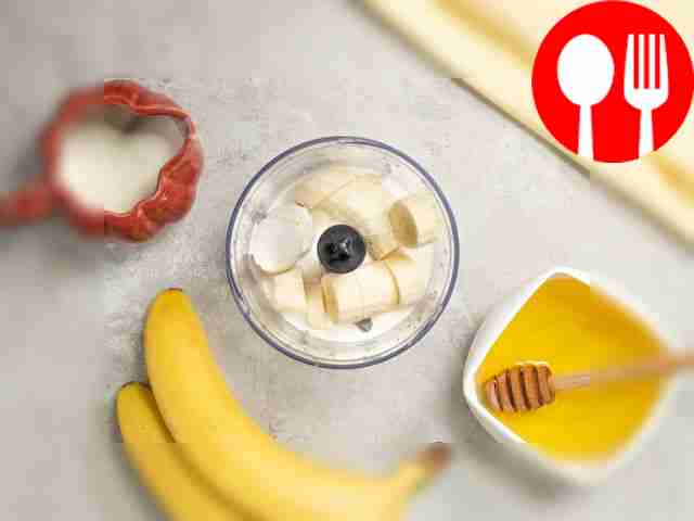 Prepare a kefir ice cream. Place a banana in a...
