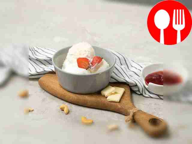 Ice cream with coconut flakes