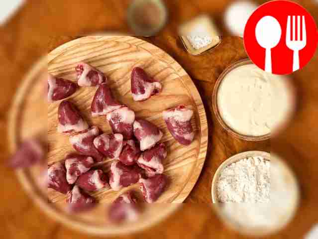 Prepare ingredients for turkey heart chops....