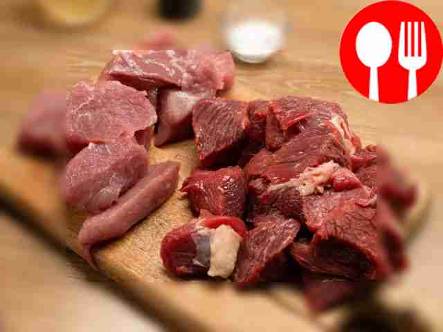 Clean the meat and cut into medium cubes. Peel...