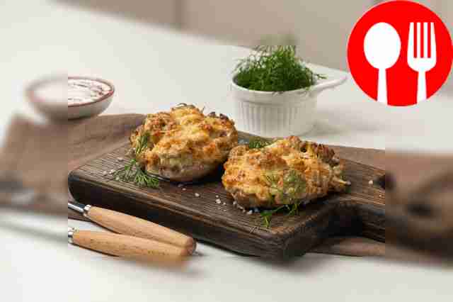 Chop with pickled champignons