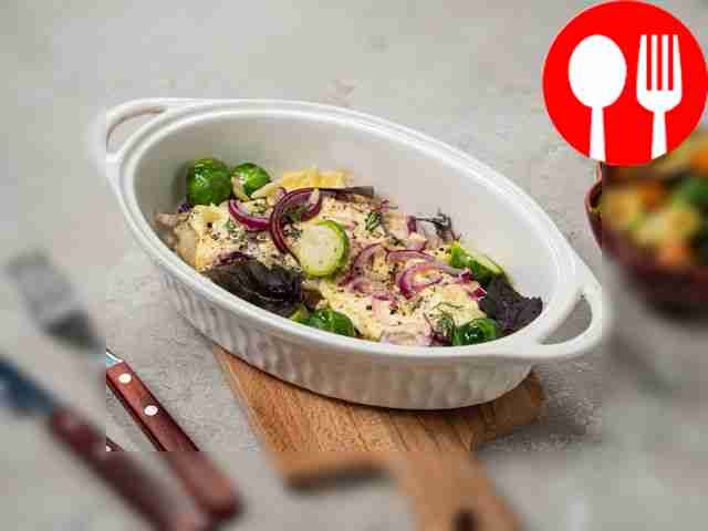 Chop with red onion and Brussels sprouts