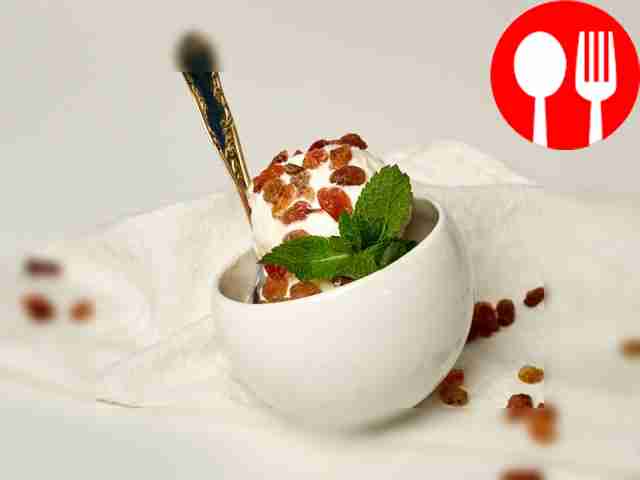 Serve the raisin ice cream in portions,...