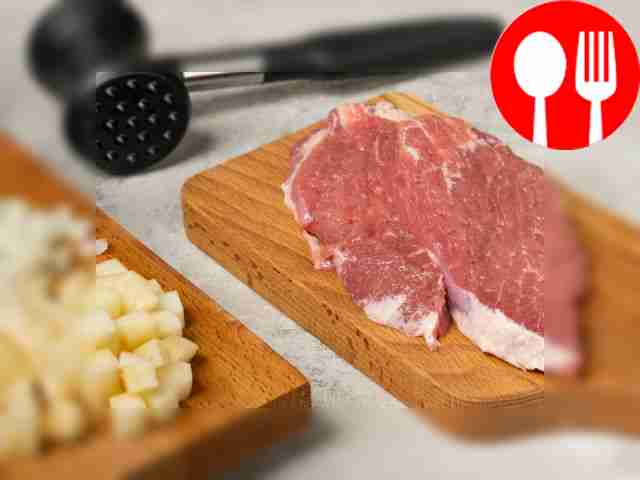 Prepare your food. Cut the meat into portions...