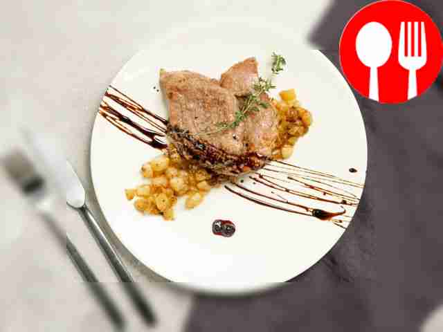 Place the chop with turnips on serving plates...