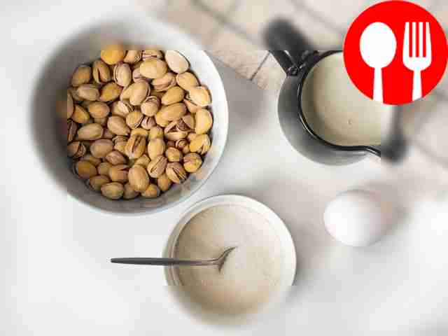 Remove the shells from the pistachios. Set...