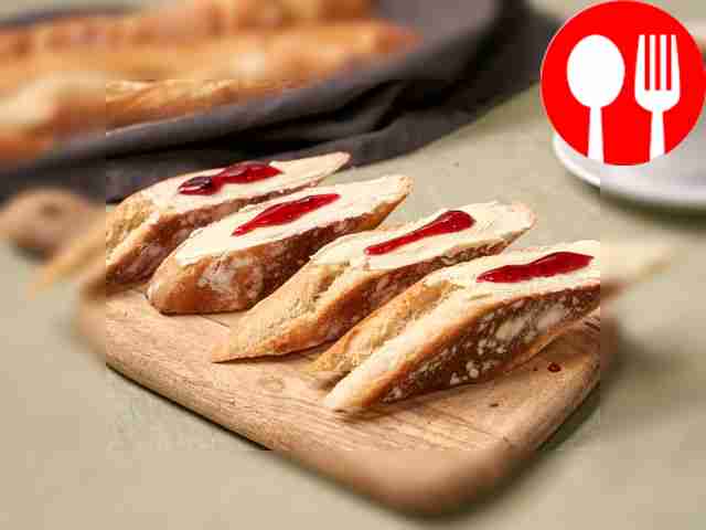 Homemade baguette in the oven