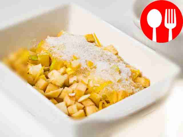 Prepare the fruit. Cut the unpeeled fruits...