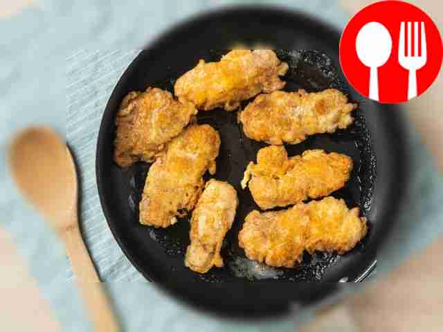 Dip the chop in the egg-cheese mixture. Dip...