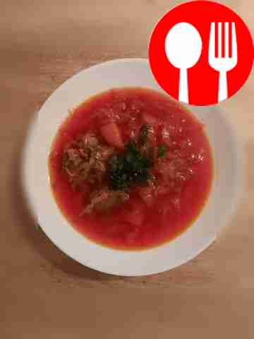 The borscht is delicious