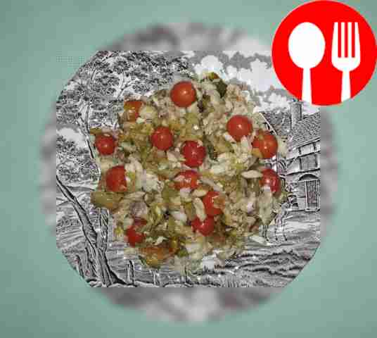 Рыбный салат с перцем гриль