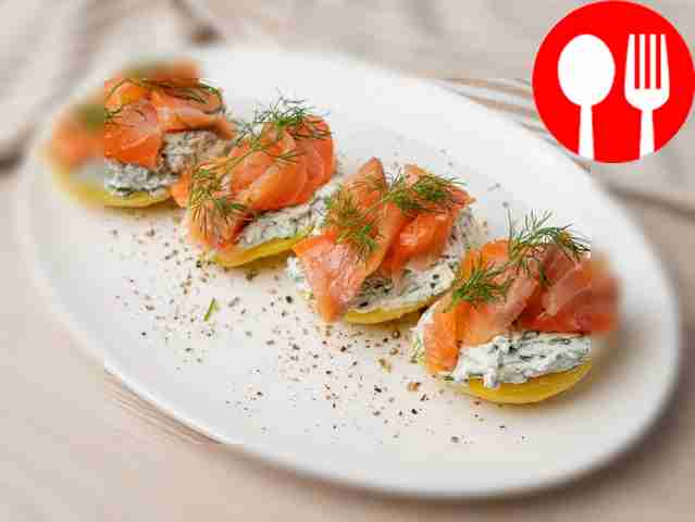 Potato boats with salmon