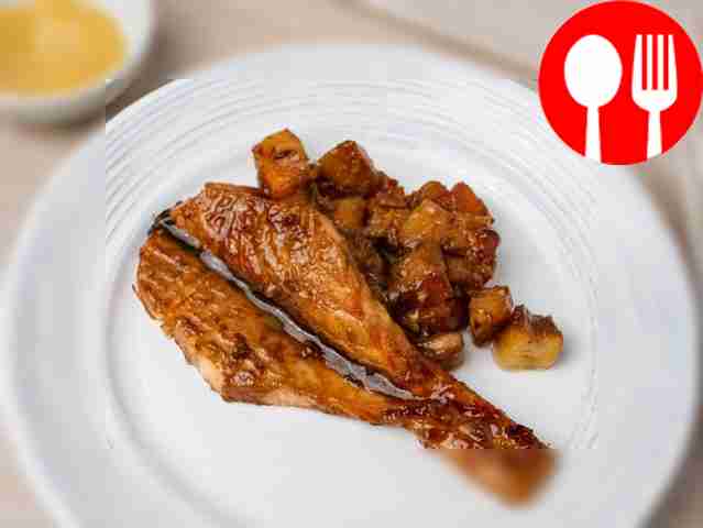 Salmon baked with pumpkin