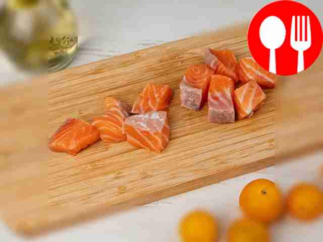 Cut the fish into large cubes.