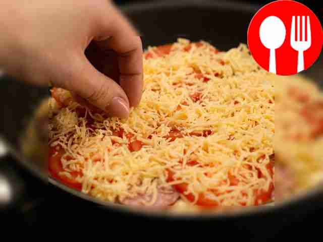 Pour the dough into a heated frying pan, add...