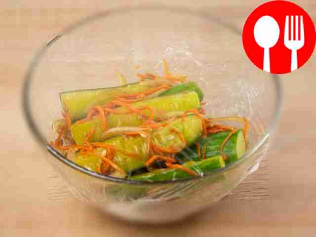 Drain the water released from the cucumbers...