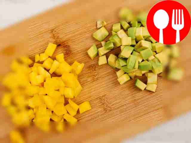 Separate the mango from the seed and cut the...