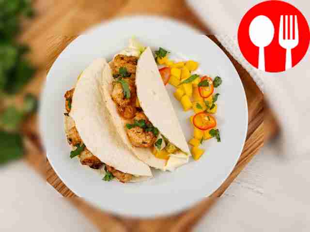 Shrimp, mango and avocado tacos