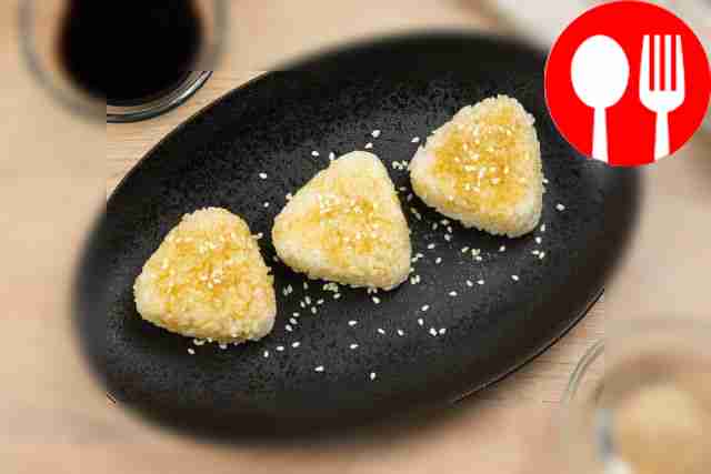 Fried onigiri with soy sauce and mirin