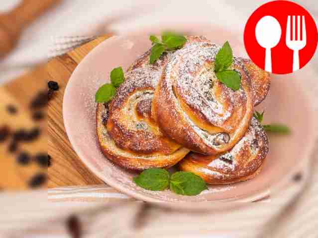 Snails with custard and raisins