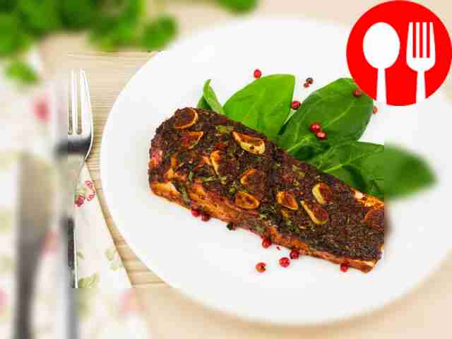 Place a portion of pike perch on a plate,...