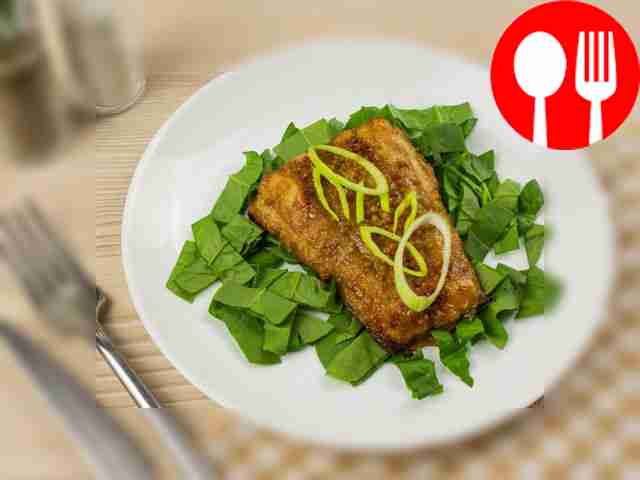 Pike perch baked in soy sauce