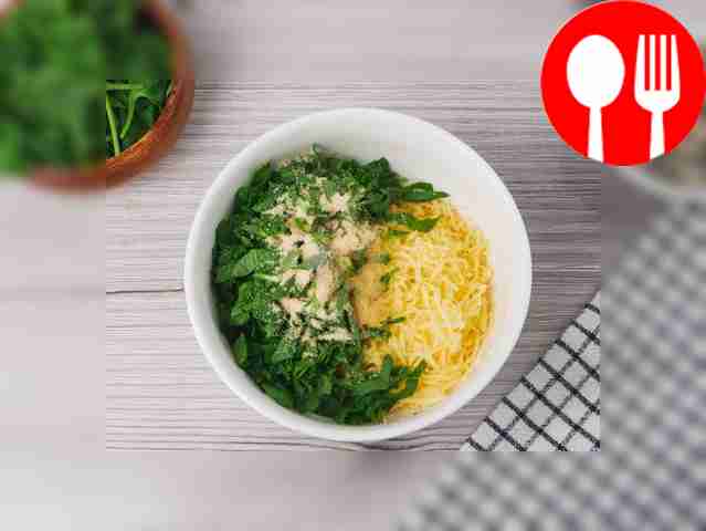 Finely chop the spinach and grate the cheese...