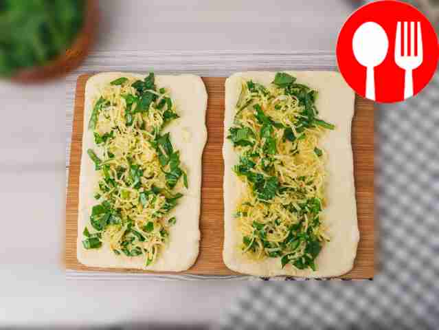 Spread the filling onto each piece of dough in...