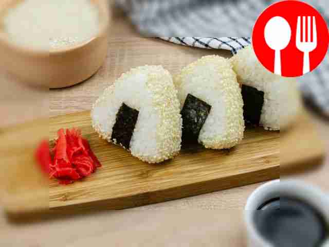 Onigiri with cheese and sesame