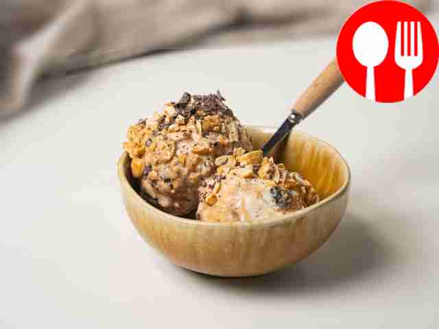 Ice cream with milk chocolate