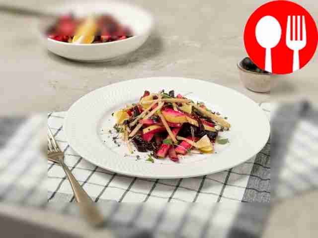 Salad with quince and pickled cucumbers