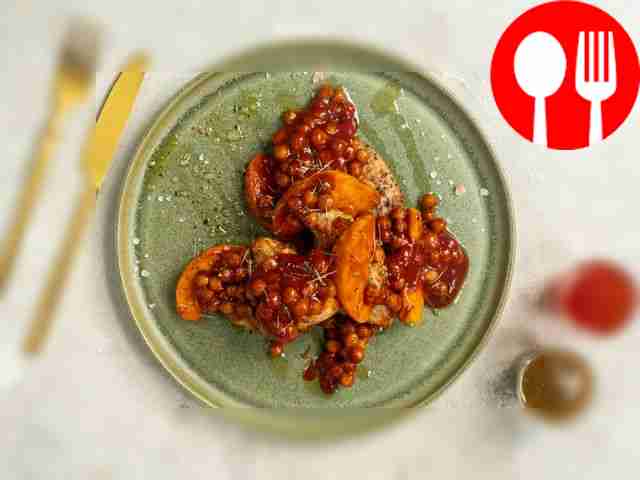 Quince and chickpeas can be served in small...