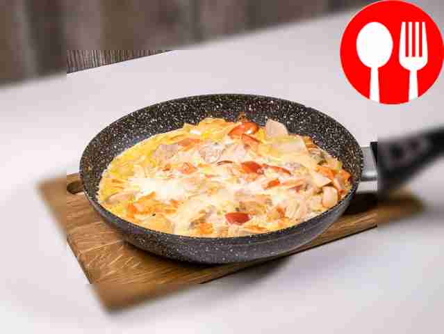Pour cream into the pan. Reduce heat to low...